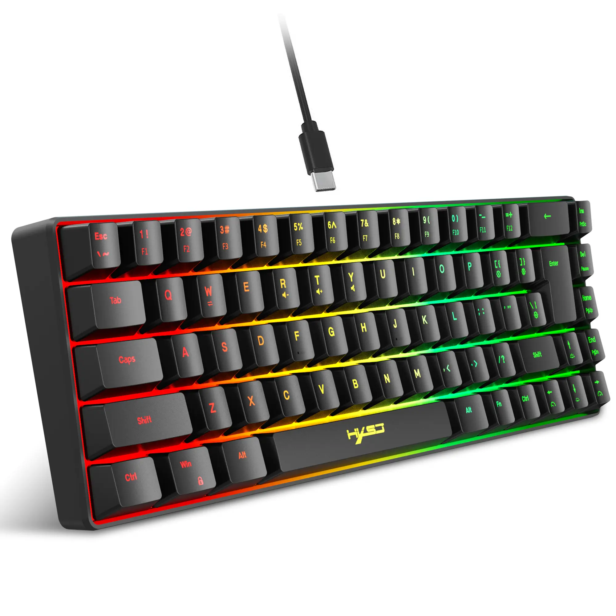 68 Keys Gaming Keyboard USB Wired Portable 20 RGB Backlight Korean Russian English Keyboard for Windows Laptops Computer product view