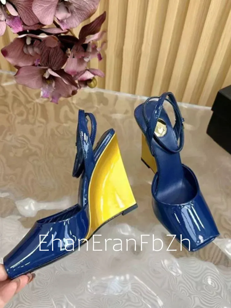 Summer New Slope High Heel Sandals Fish Mouth Thick Bottom High Heel Shoes Fashion Party Sexy Women's Large Sandals detail