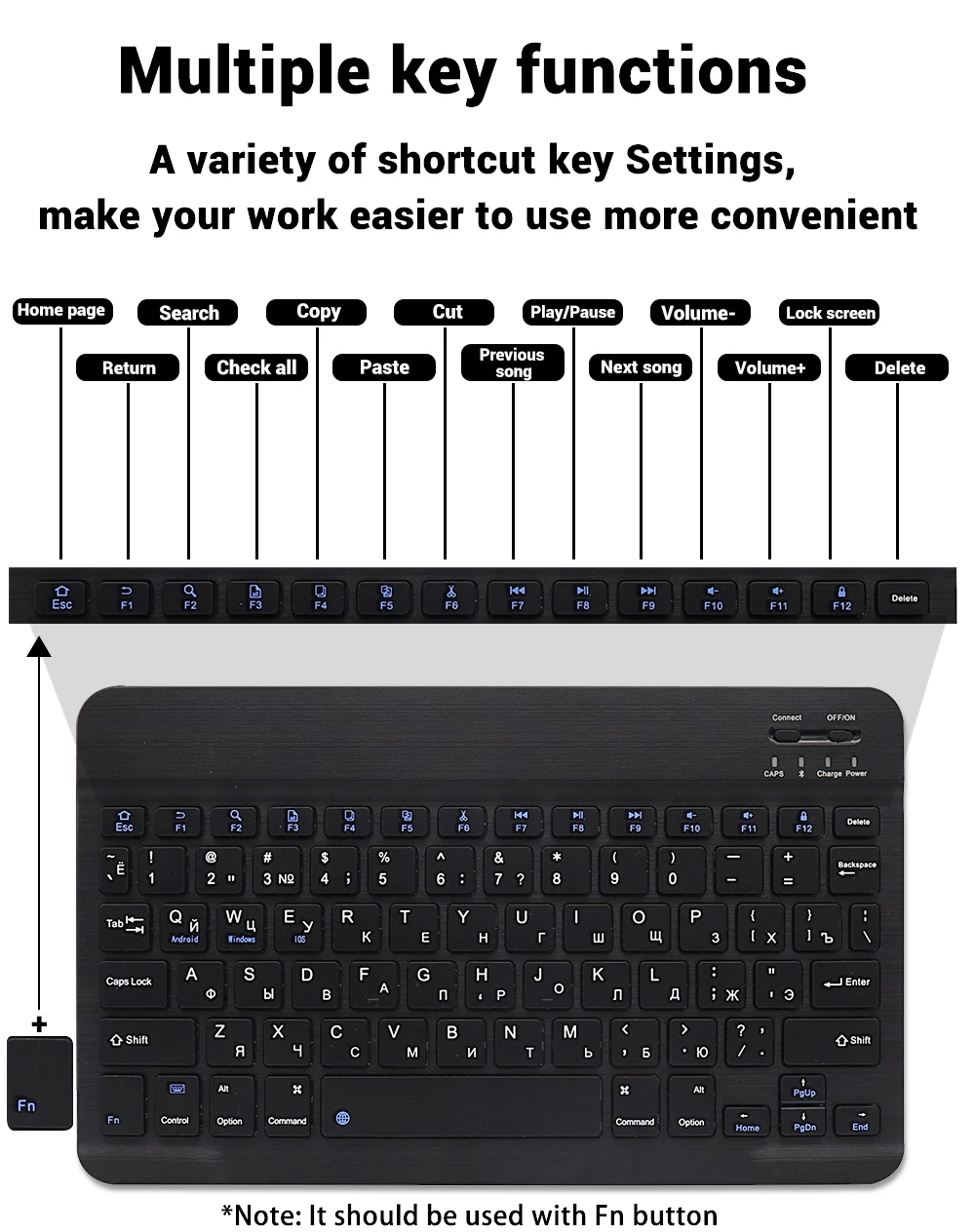 2026 New Bluetooth Keyboard Mouse For iPad Xiaomi Samsung Android iOS Windows Tablet Phone Mini Wireless Keyboard Spanish Hebrew detail