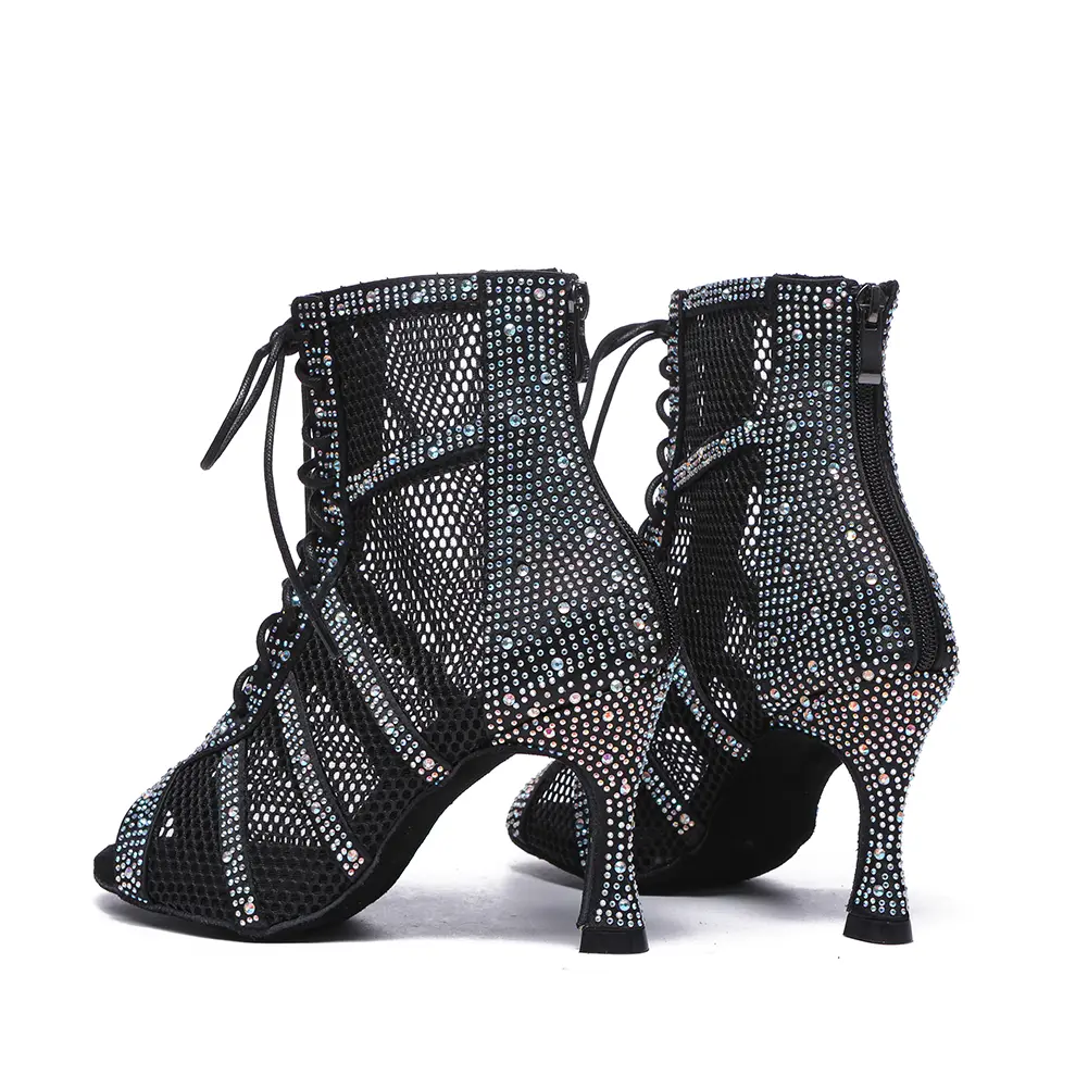 SWDZM Shiny Women Dance Boots Latin Jazz Dance Shoes Full Rhinestone Dancing Boots Customizable Heels Women Ladies Dancing Shoes product view