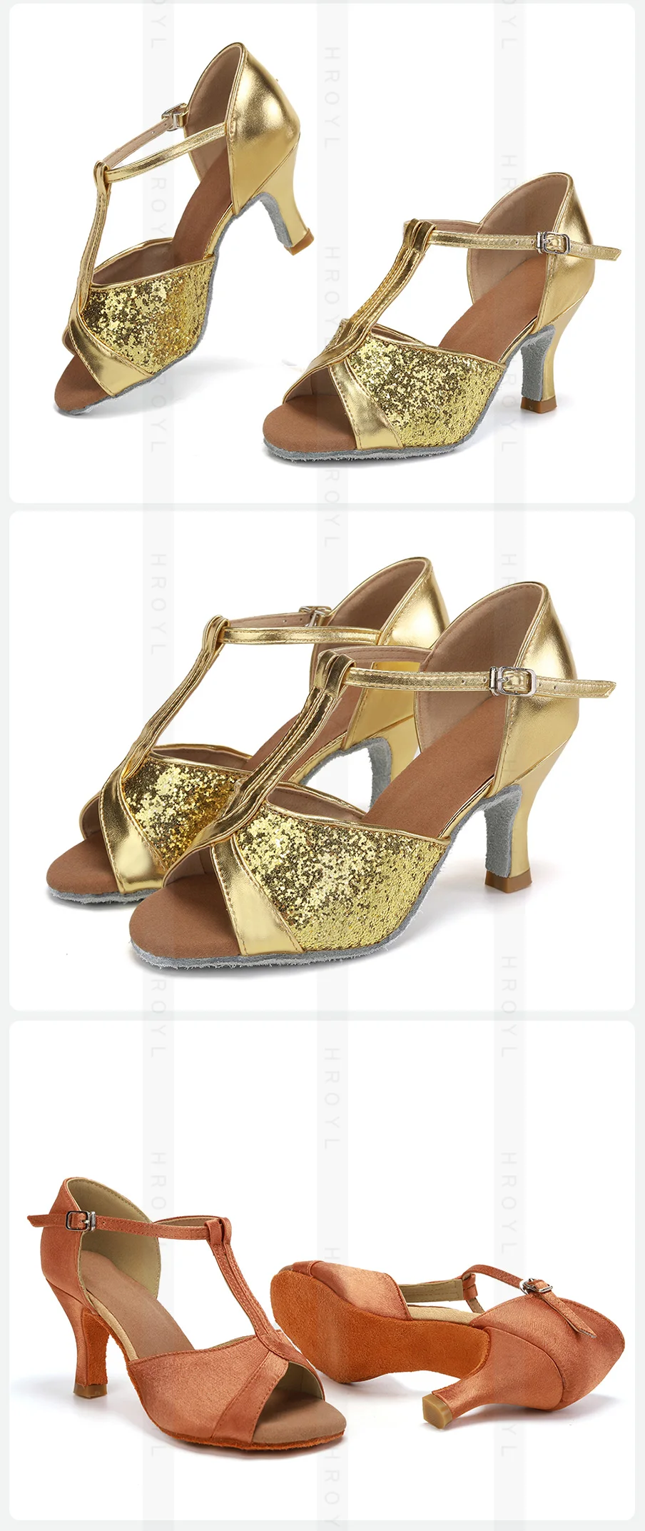 Women Latin Dance Shoes for Dancing Woman/Girls/Ladies Ballroom Modern Tango&Salsa 5.5/7.5CM Heel Dancing Shoes Training Sandal detail