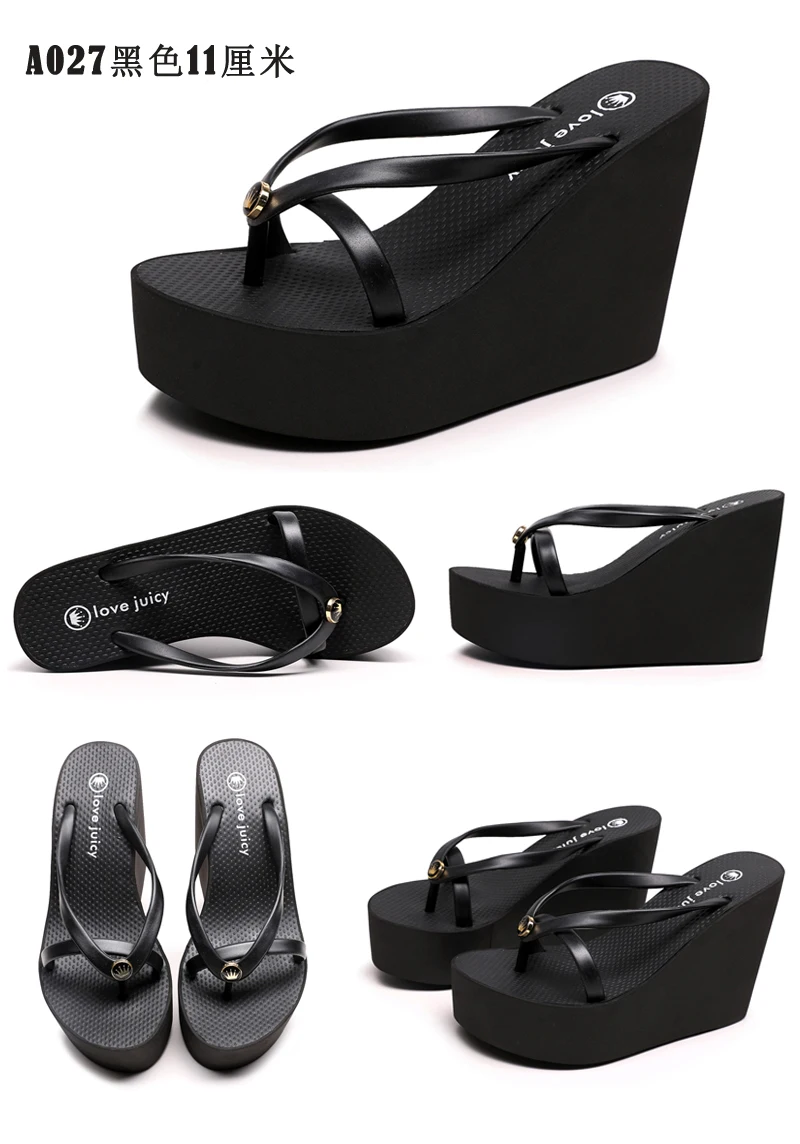 Summer Fashion Sexy Slim Super High Slope Heel Shoes With a Height Increase Of 11cm Non Slip Comfortable Party Beach Slippers detail