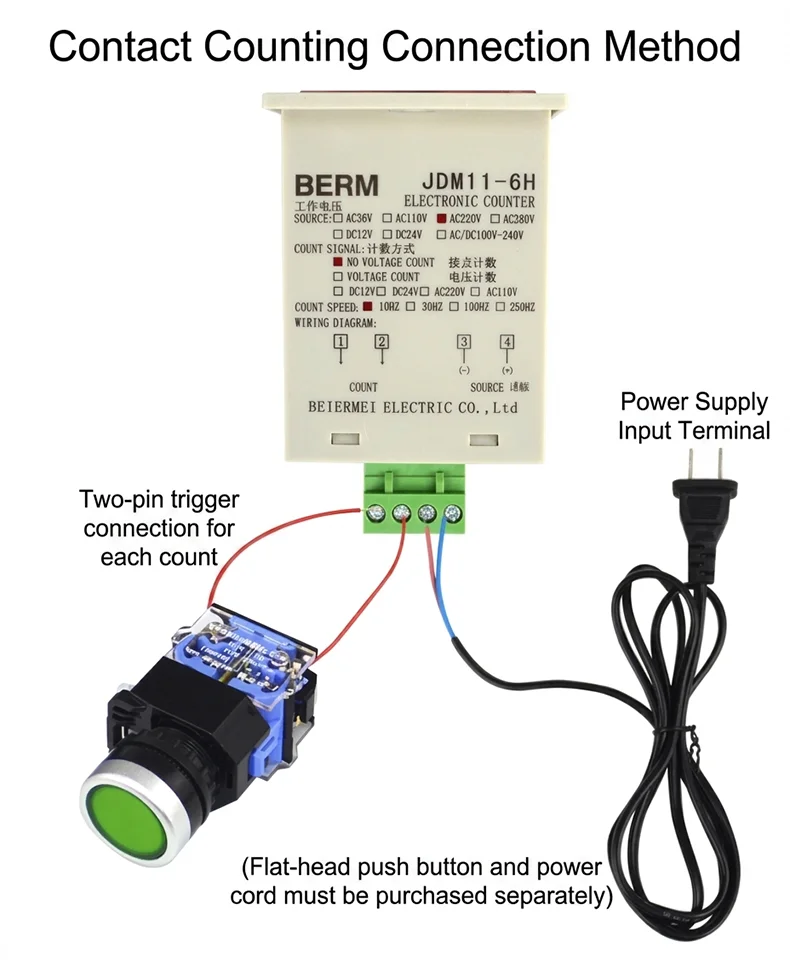 JDM11-6H 6 Digit Digital Counter Electronic Counter Totalizing Counter Resettable Power Failure Memory 12-24V 36V 110V 220V 380V detail
