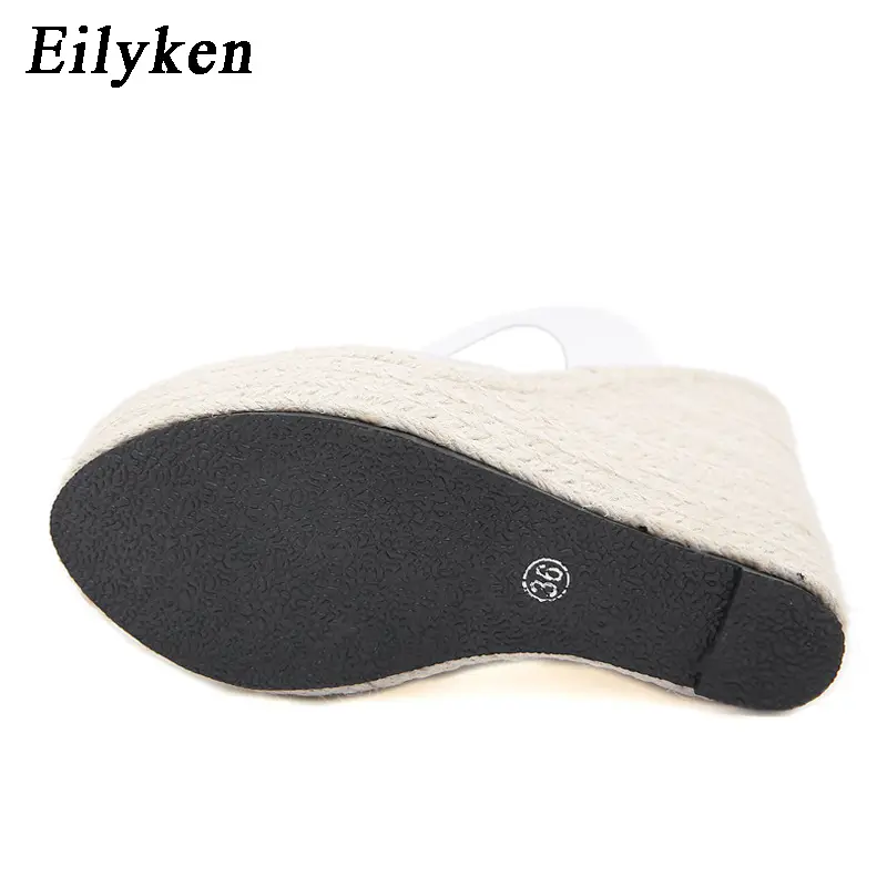 Eilyken Summer PVC Transparent Peep Toe Cane Straw Weave Slippers Platform Wedges Sandals Women Fashion High Heels Female Shoes product view