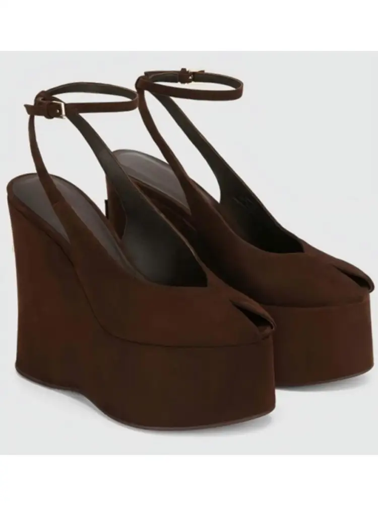 2026Summer Slope Heel Thick Bottom Women's Sandals Flower Lace Waterproof Platform Open Toe Women's Party Show Wedding Sandals product view
