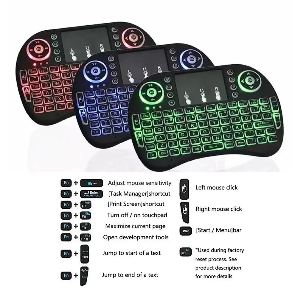 I8 Mini Wireless Keyboard 2.4G Air Mouse Keycaps Touchpad Handheld Remote Control English Russian Backlit for Android TV Box PC product view