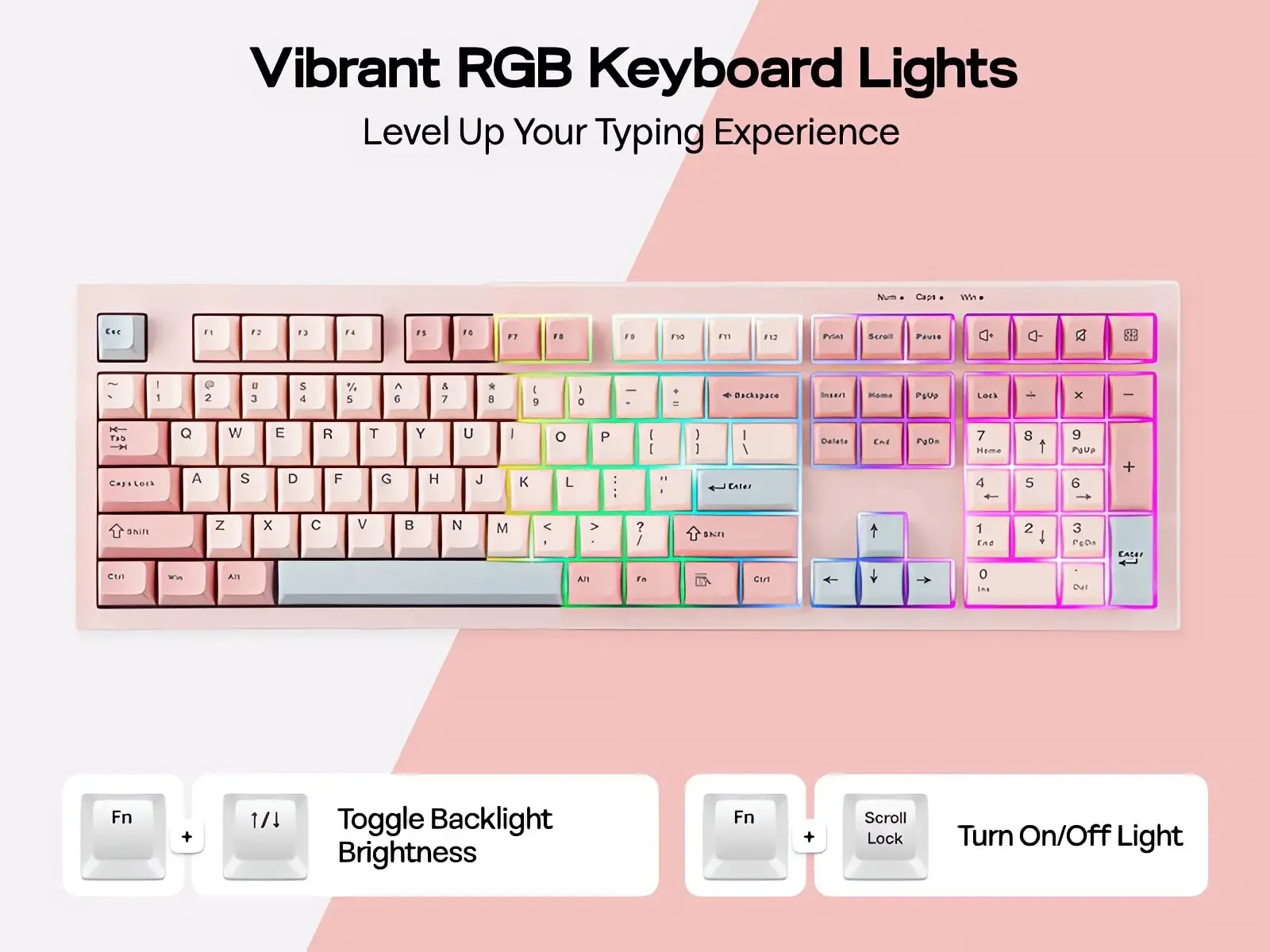 AULA S102 Wired Keyboard 100% Full Size Silent Membrane Switch RGB Backlight Number Pad Creamy Silicone Structure for PC Gamer