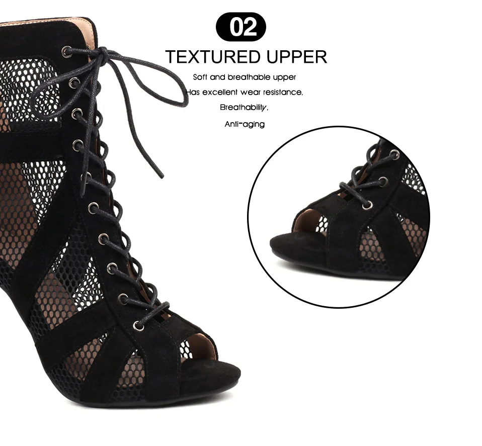 Girls Latin Dance Shoes Women Modern Dance Salsa High-Top Sandals Dance Hall Shoes Ladies Fashion Sexy High-Heeled Suede Boots detail