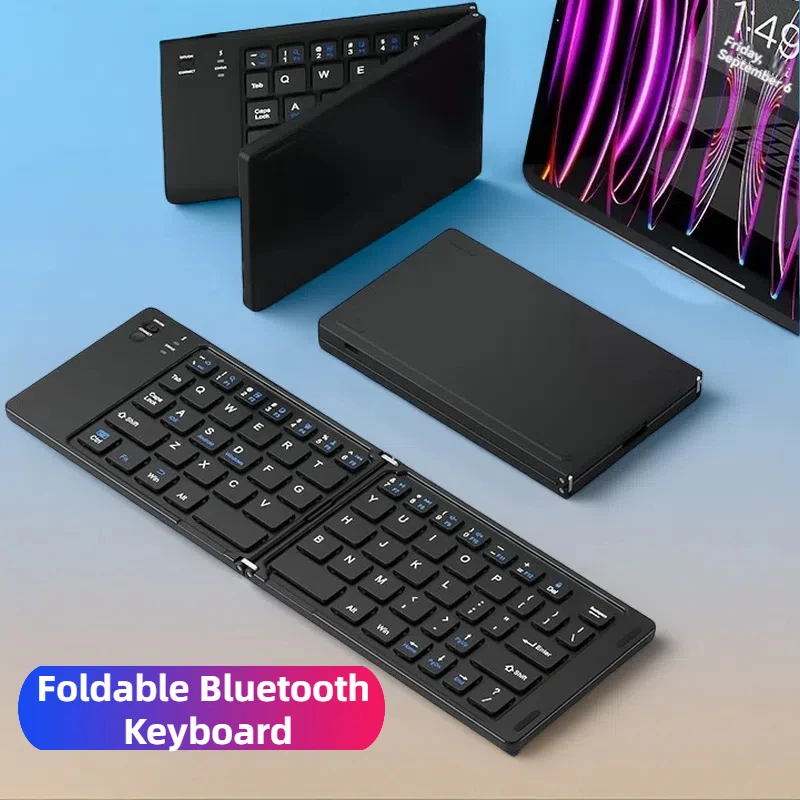 New Foldable Wireless Keyboard Slim Portable Bluetooth Keyboard Rechargeable Folding Keyboard for IOS Windows Android For Ipad