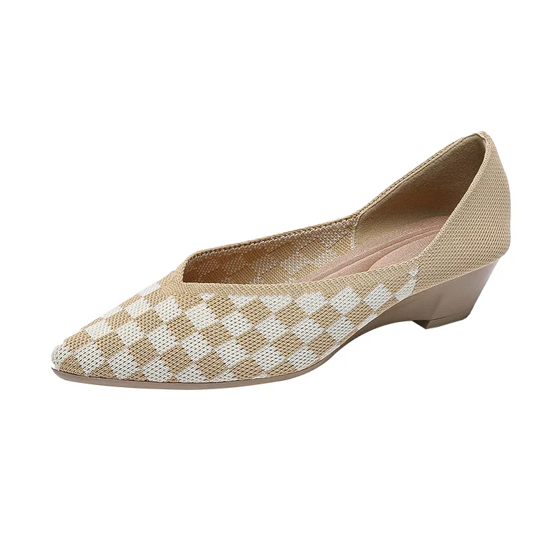 Slope heeled women's shoes fly woven casual single shoes detail