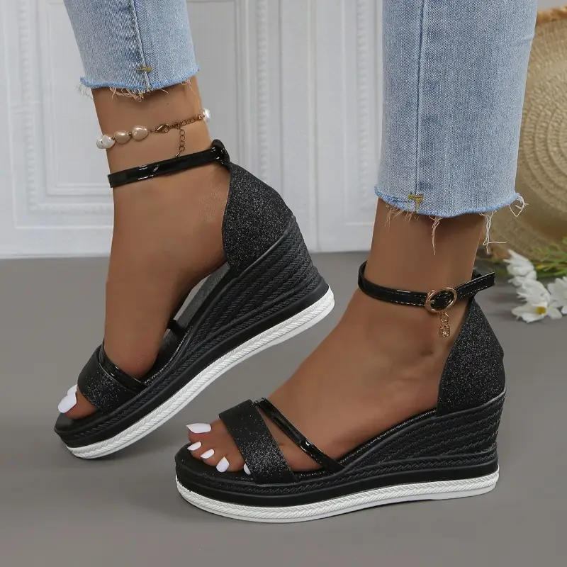 2024 New Summer Women Wedges Sandals Fashion Solid Color Shoes for Women High Heels Platform Designer Sandals Zapatos De Mujer product view