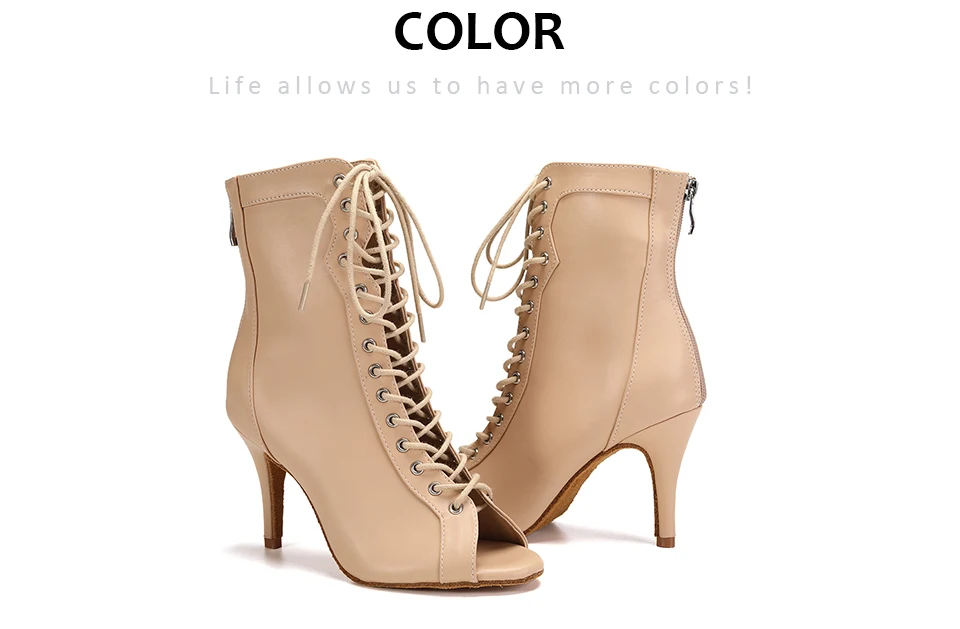 DKZSYIM New Women's Spring/Autumn Boots Stilettos Women Latin Dance High Heels Boots Fish Mouth Thin Heel Ladies Ballroom Shoes detail