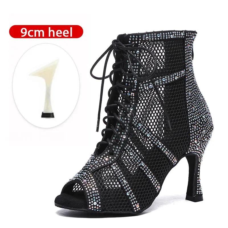 SWDZM Shiny Women Dance Boots Latin Jazz Dance Shoes Full Rhinestone Dancing Boots Customizable Heels Women Ladies Dancing Shoes product view
