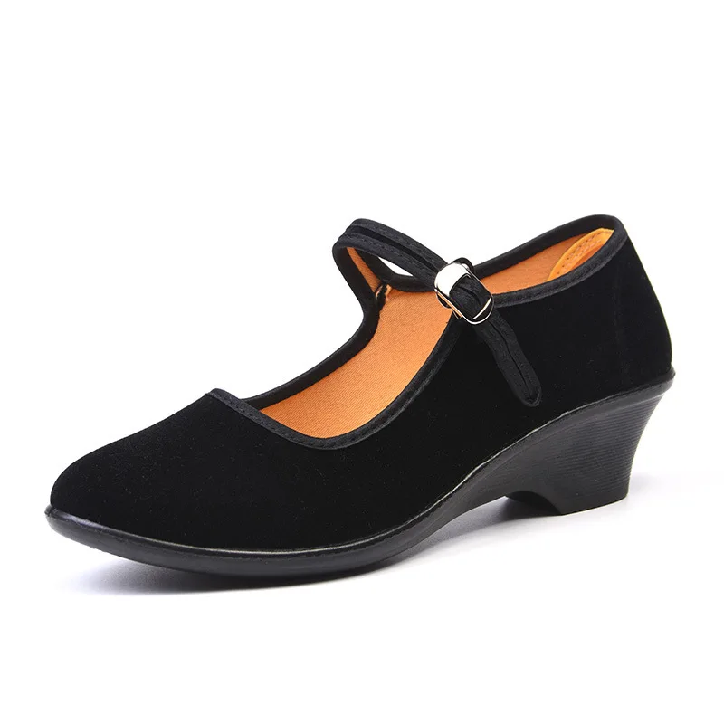 Beijing Ladies Black High Heel Slope Heel Polyurethane Dance Shoes Work Shoes Hotel Protocol Shoes Square Dance Shoes detail