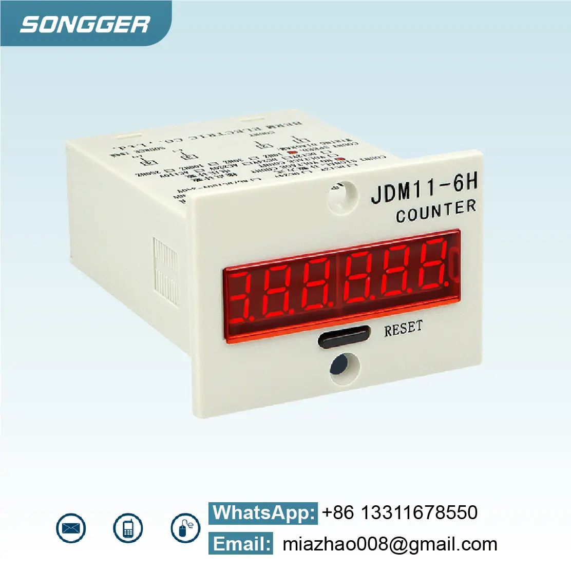 JDM11-6H 6 Digit Digital Counter LED Display Electronic Totalizer Industrial Panel Mount Counter Power Failure Memory 12-380V product view