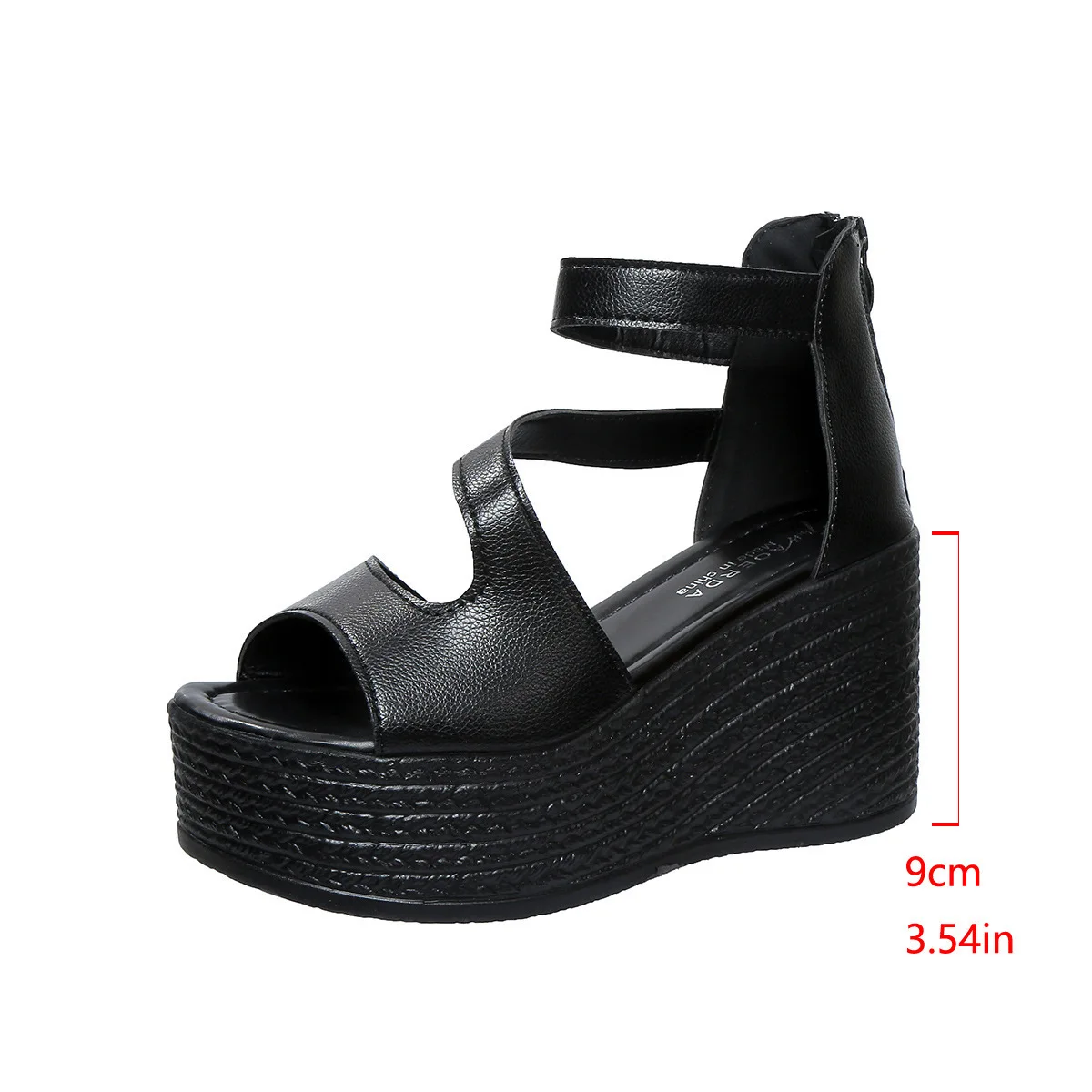 Open-toe Slope Sandals Leather Strap Roman Shoes 2025 Summer Fashion Lightweight Thick Sole Non-slip High Heels Women's Shoes detail