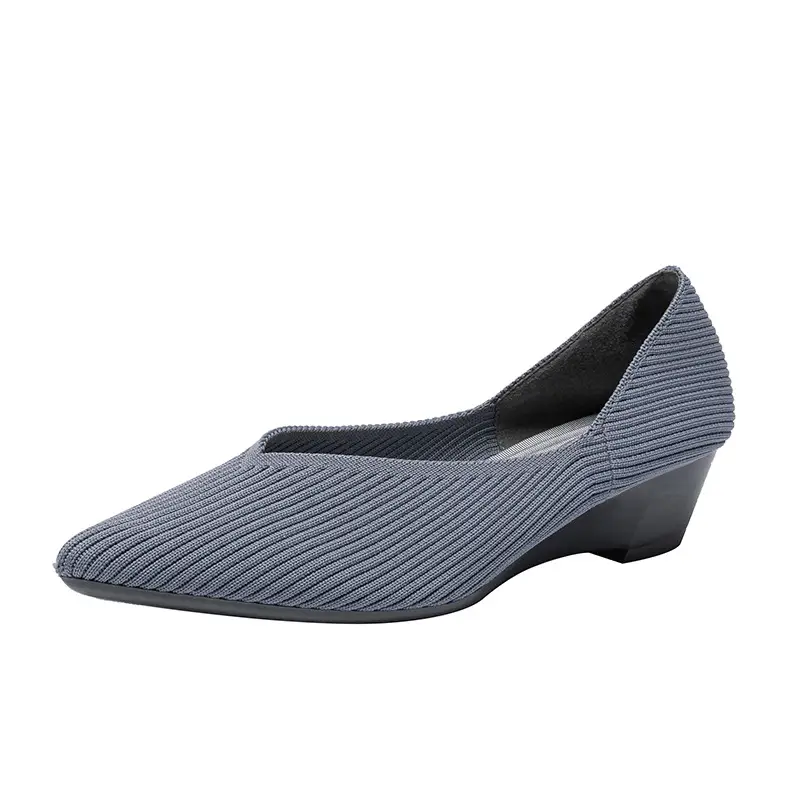 Slope heeled women's shoes fly woven casual single shoes product view