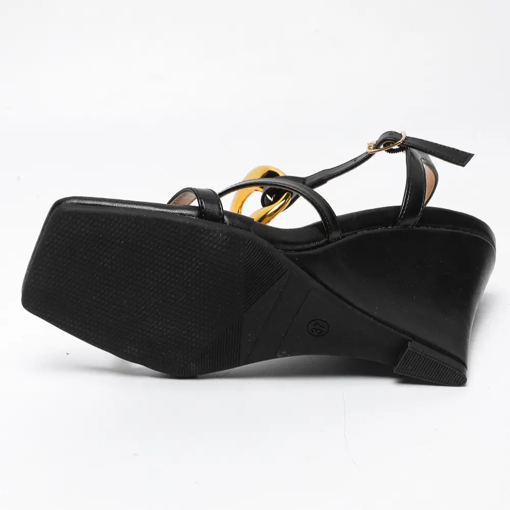 High Heeled Sandals for Women Summer with A Sloping Heel Square Toe Buckle Thick Sole Casual Sandals New Fashionable High Heels product view