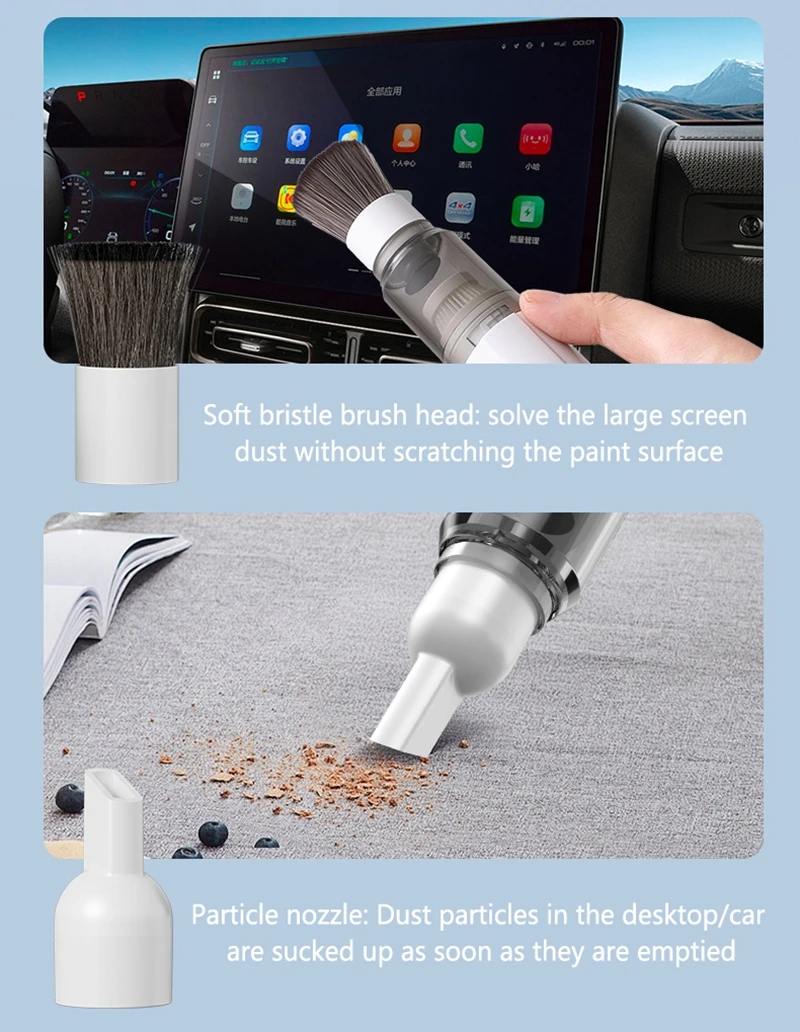 Lenovo Handheld Vacuum Cleaner 3-in-1 Suction/Blow/Water Absorption Strong Suction Portable for Car Powder Desktop Cleaning detail
