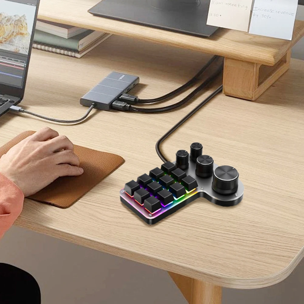 Programmable Customized Keyboard RGB 12 Keys 4 Knob Macro Keypad Hot-swap USB Wired/Bluetooth-Compatible Mechanical Keyboard detail