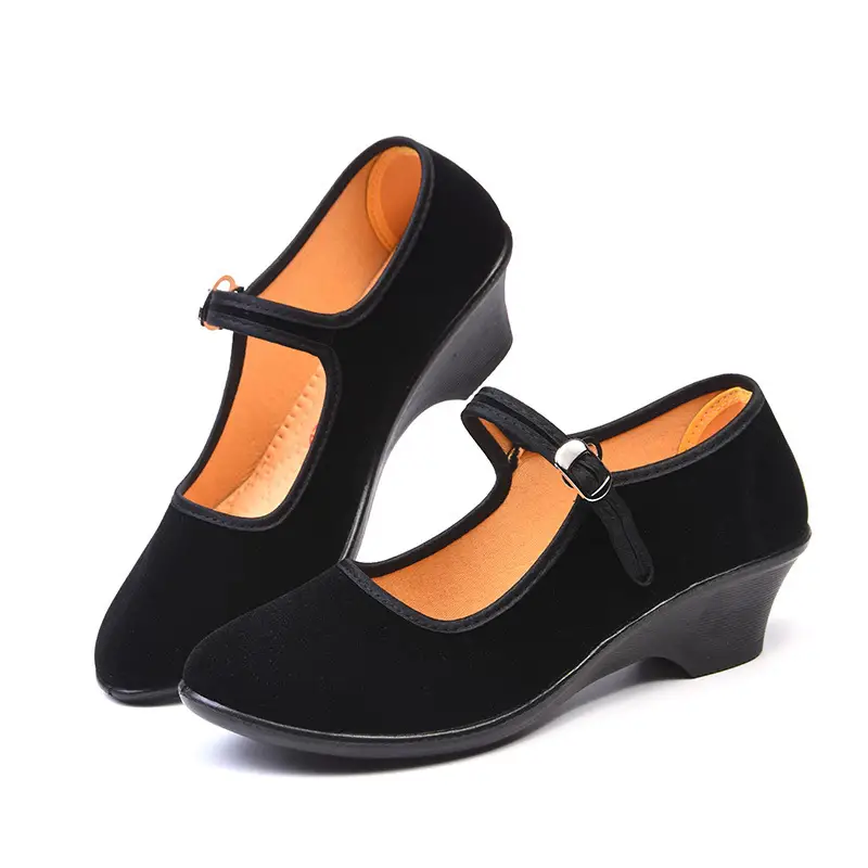 Beijing Ladies Black High Heel Slope Heel Polyurethane Dance Shoes Work Shoes Hotel Protocol Shoes Square Dance Shoes