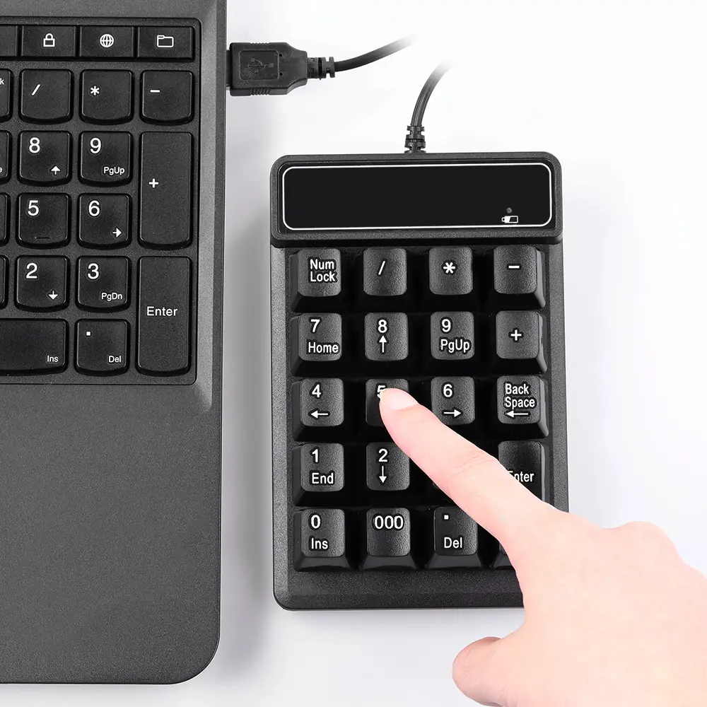 USB Wired Numeric Keypad Mechanical Feel Number Pad Keyboard 19 Keys Water-proof for Laptop Desktop PC Notebook Black product view