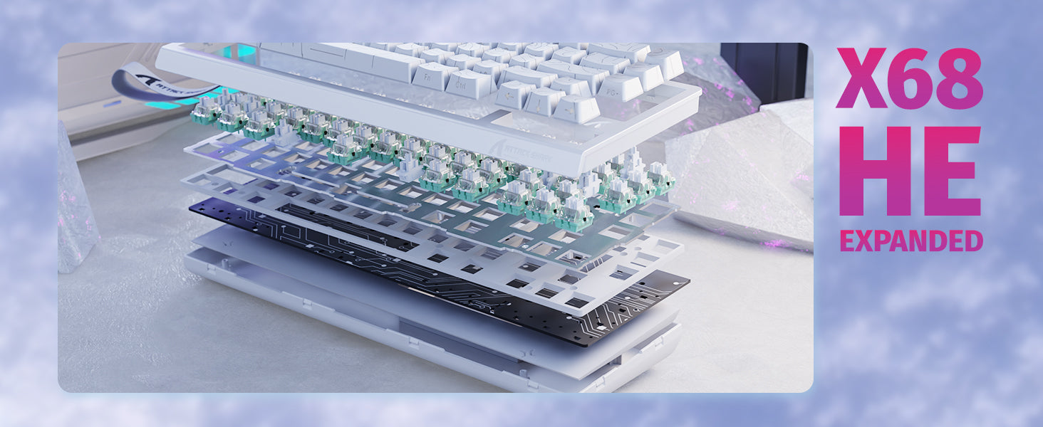 ATTACK SHARK X68 HE Rapid Trigger Keyboard Magnetic Switch 60% Wired 8KHz Hot Swappable Keyboard With RGB Lighting PBT Double-sh detail