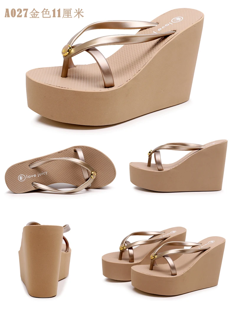 Summer Fashion Sexy Slim Super High Slope Heel Shoes With a Height Increase Of 11cm Non Slip Comfortable Party Beach Slippers detail