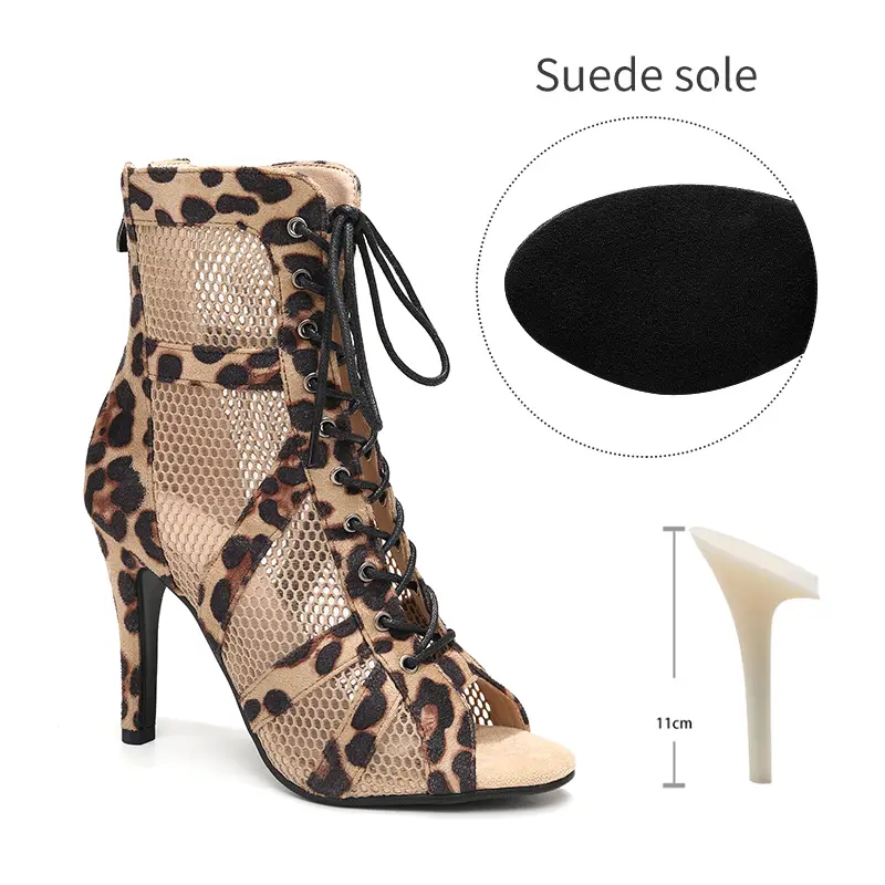 Girls Latin Dance Shoes Women Modern Dance Salsa High-Top Sandals Dance Hall Shoes Ladies Fashion Sexy High-Heeled Suede Boots product view
