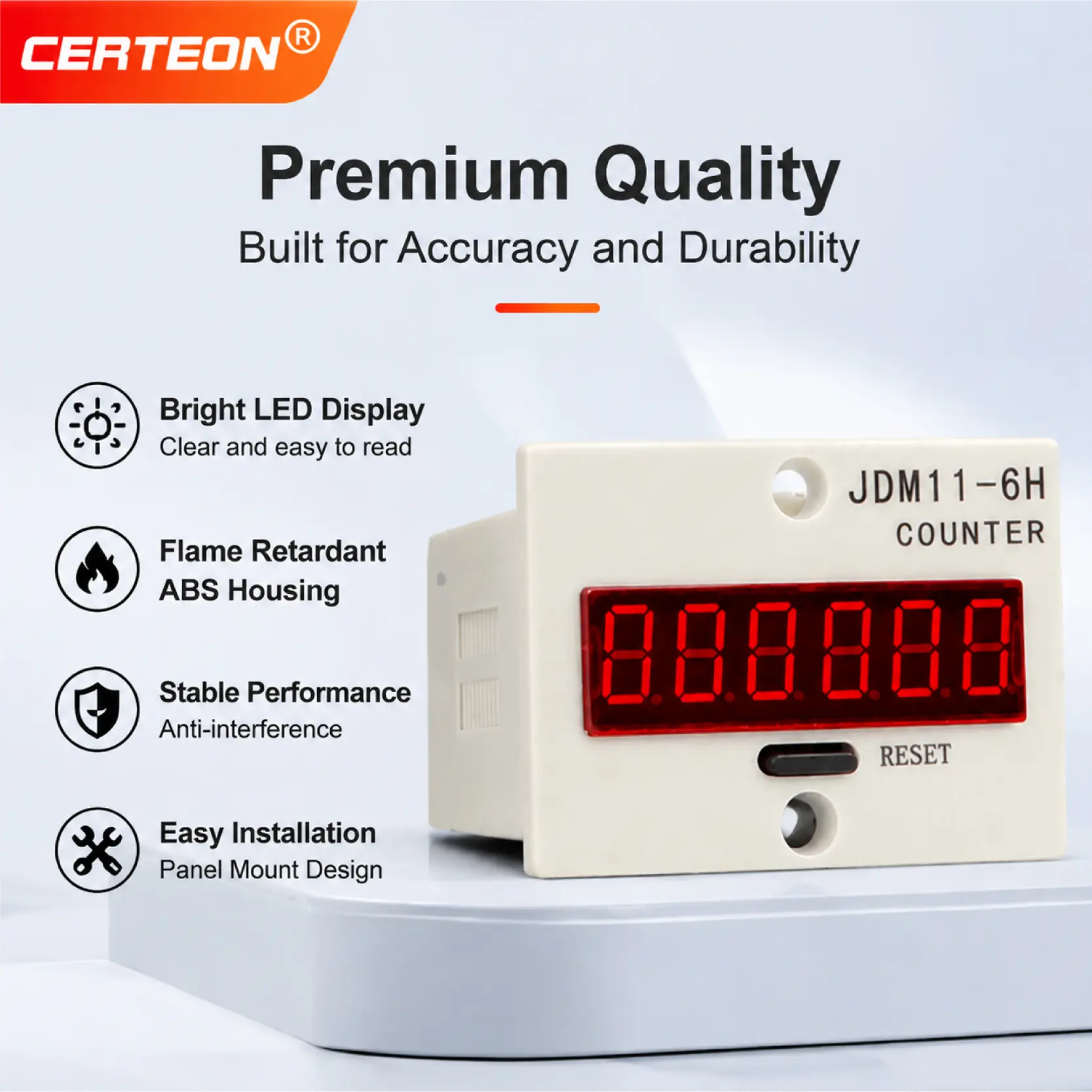 JDM11-6H 6 Digit Digital Counter Electronic Counter Totalizing Counter Resettable Power Failure Memory 12-24V 36V 110V 220V 380V product view