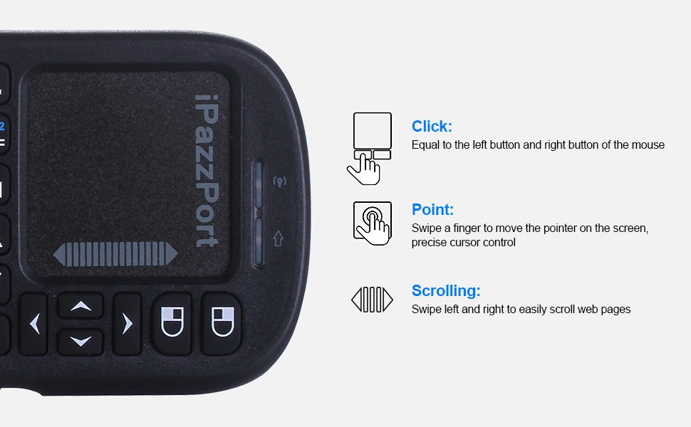 IPazzPort Mini Bluetooth & 2.4GHz Wireless Keyboard with Touchpad Mouse Combo for Android TV Box/PC/Tablet/PS4/Raspberry Pi 3/HT detail