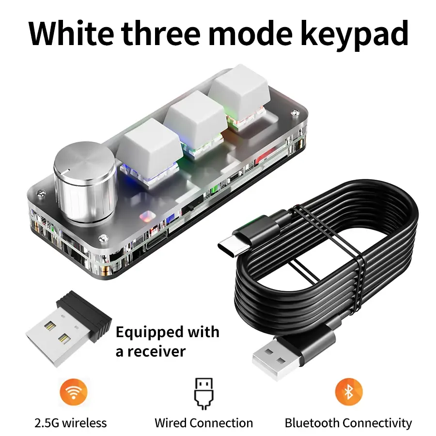 2.4G 3-key Customize Bluetooth Keyboard Macro Knob Copy Paste Shortcut Key E-sports Game Mini Mechanical Hot Plug Mini Keyboard product view