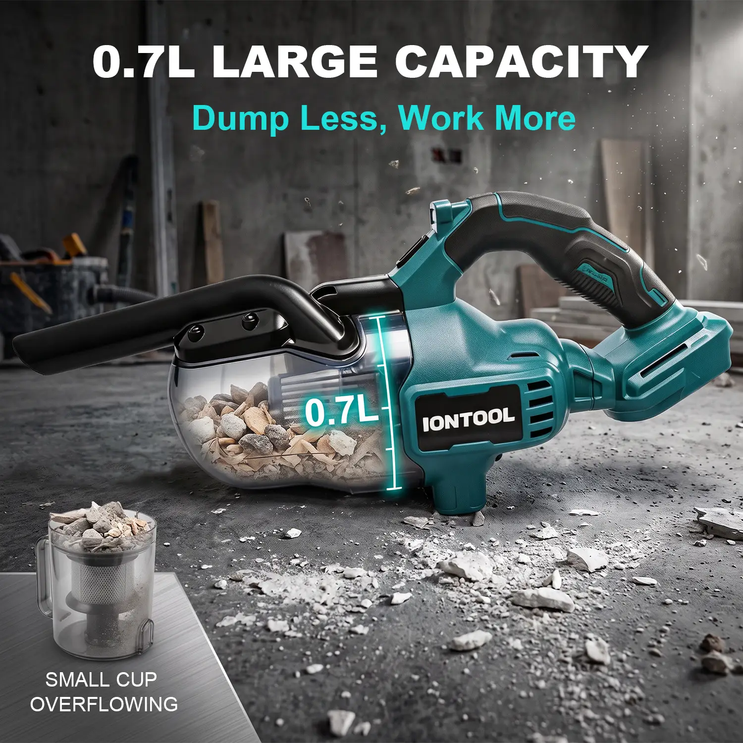 IONTOOL Cordless Vacuum Cleaner 400W Power Tool For Dust Collection Car Clean Desktop Tidy Workshop Use For Makita 18V Battery product view
