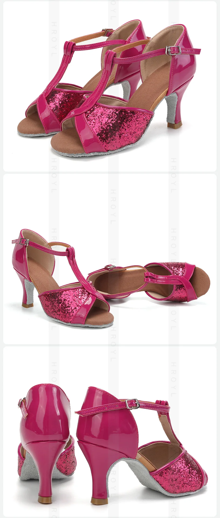Women Latin Dance Shoes for Dancing Woman/Girls/Ladies Ballroom Modern Tango&Salsa 5.5/7.5CM Heel Dancing Shoes Training Sandal detail