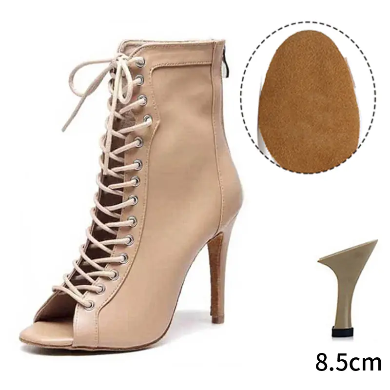 DKZSYIM New Women's Spring/Autumn Boots Stilettos Women Latin Dance High Heels Boots Fish Mouth Thin Heel Ladies Ballroom Shoes product view