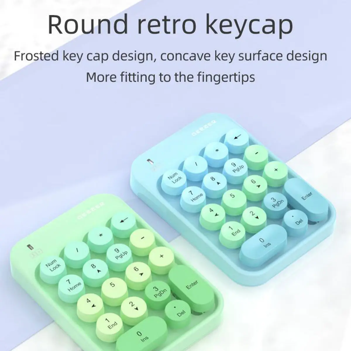 GEEZER Z5 Wireless Numeric Keypad, Macaron Retro Round Detachable Keycaps Portable Office Number Pad product view