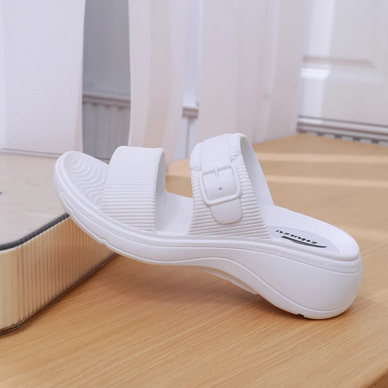 Smart Foot Thick Heel Sandals Fashion Slope Heel Summer New Indoor Anti-Slip Heightening Beach Cool Sandals Casual Style Holl... detail