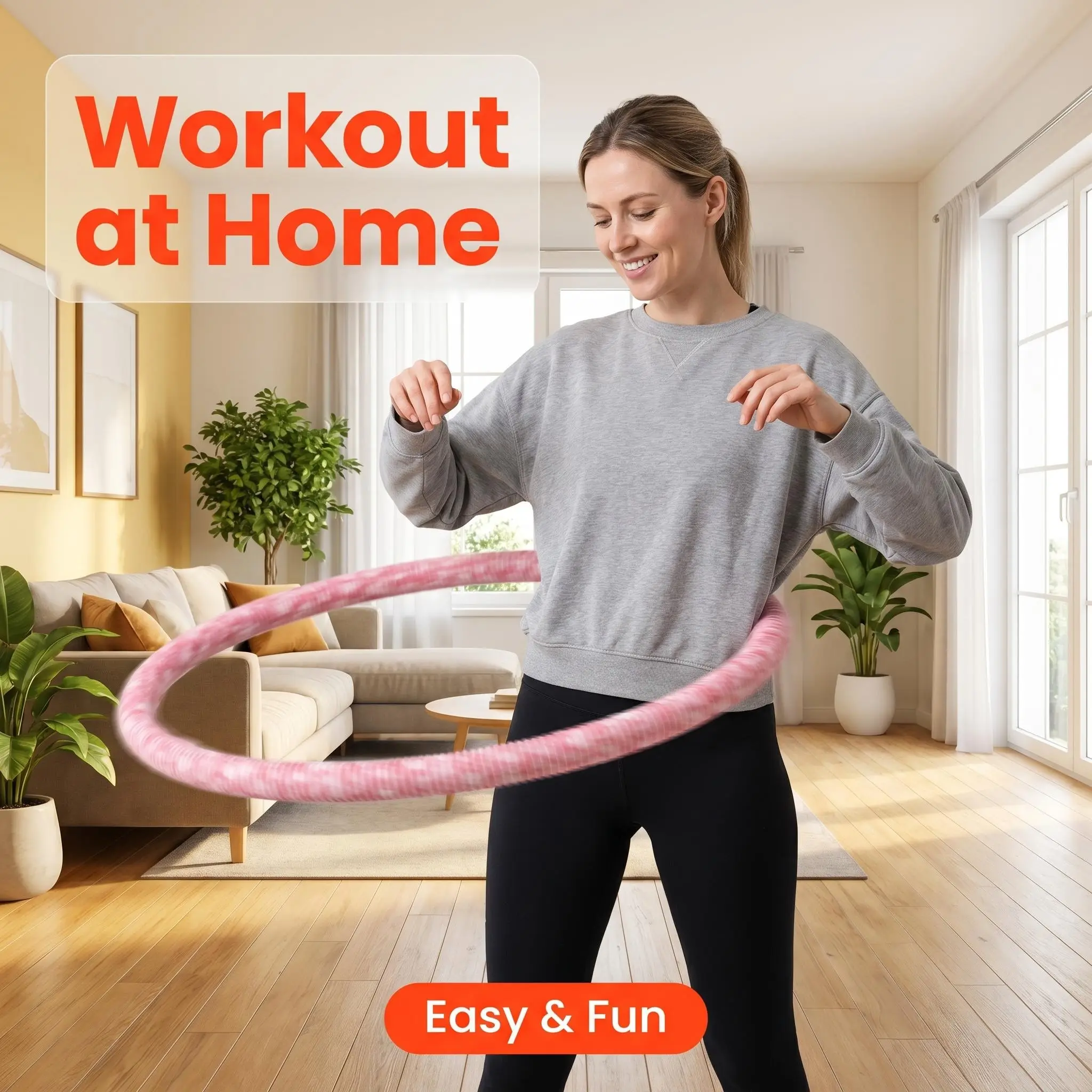 Fitness Circle- Adult Pilates Circle with Soft Spring Foldable Fitness Circle, Silent Pilates Circle Waist-Friendly Design, Full Wrap Fitness Circle Non-Pinching Fitness Circle Portable Sports Equipment, Christmas Gift for Girlfriend