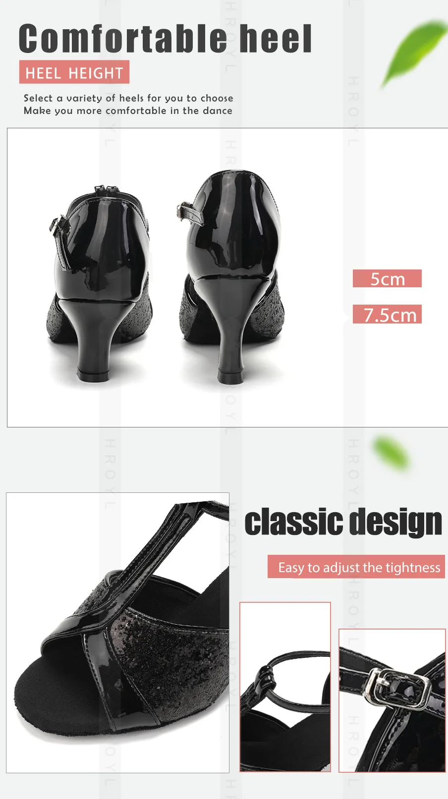 Women Latin Dance Shoes for Dancing Woman/Girls/Ladies Ballroom Modern Tango&Salsa 5.5/7.5CM Heel Dancing Shoes Training Sandal detail