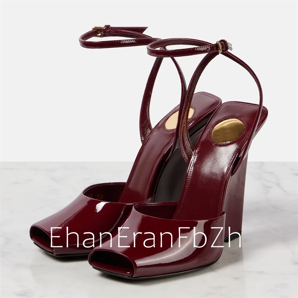 Summer New Slope High Heel Sandals Fish Mouth Thick Bottom High Heel Shoes Fashion Party Sexy Women's Large Sandals detail