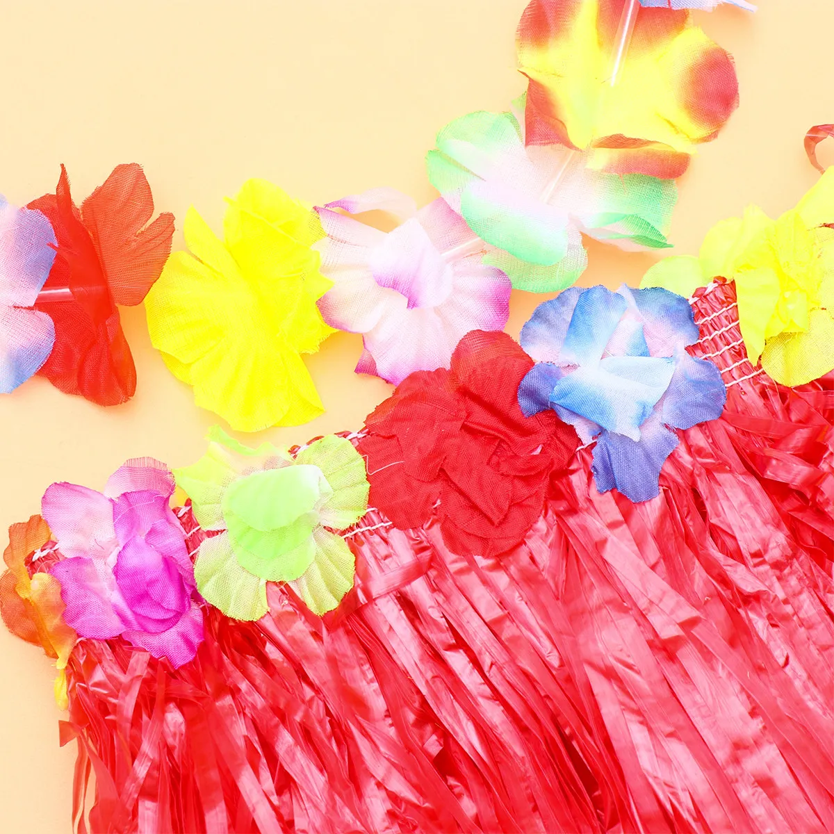 Kids Luau Costume Set Hawaiian Hula Skirt Head Hoop Bracelets Neck Garland Colorful Tropical Party Supplies for Beach Luau detail