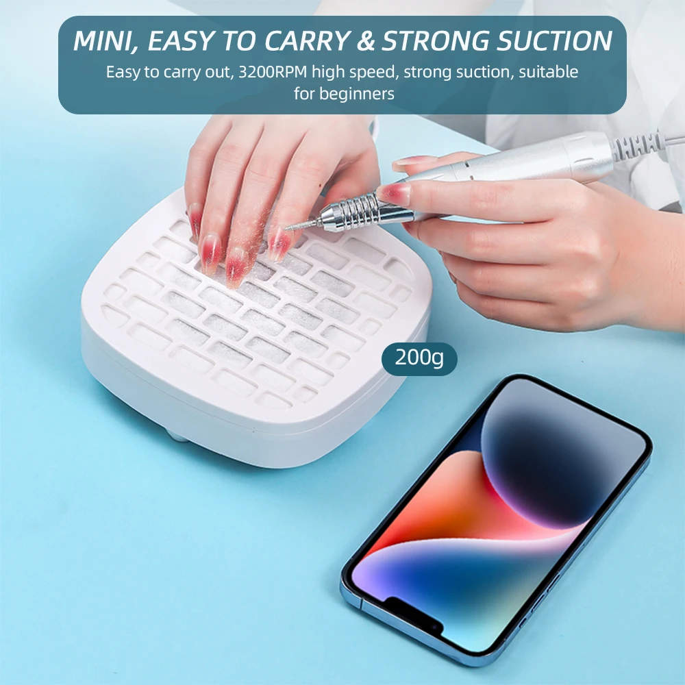 USB Nail Dust Collector Extractor Fan Desktop Vacuum Cleaner With 10pcs Filters Electric Nail Powder Collect Fan Powder Manicure detail