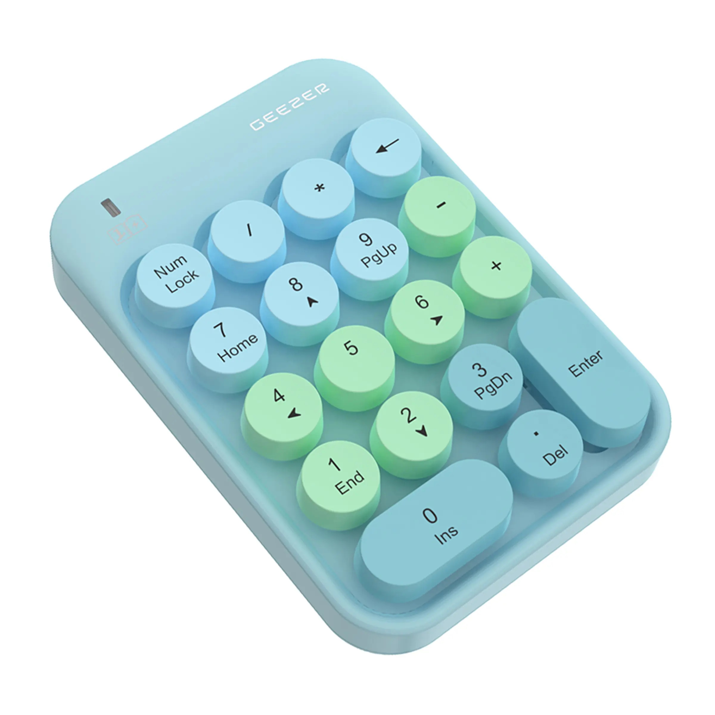 GEEZER Z5 Wireless Numeric Keypad, Macaron Retro Round Detachable Keycaps Portable Office Number Pad product view