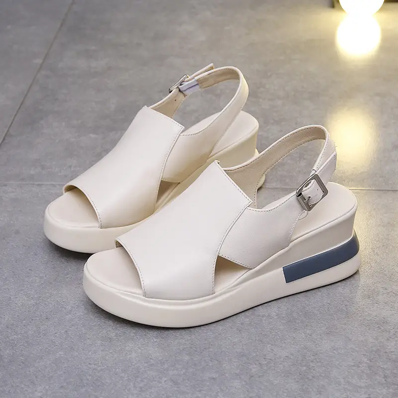 Comfortable Fashion Muffin Thick Bottom Slope Heel Women's Sandals Back Empty Snap Sandals Large Size Light Sandals 2023 product view