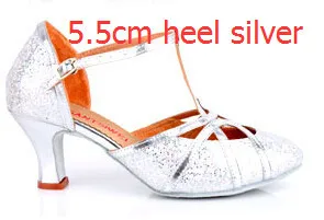 New Latin Dance Shoes Woman High Heel Silver Gold Cheap Ballroom Dancing Shoes Girls Gliter Closed Toe Salsa Shoes 5cm 7cm Heel detail