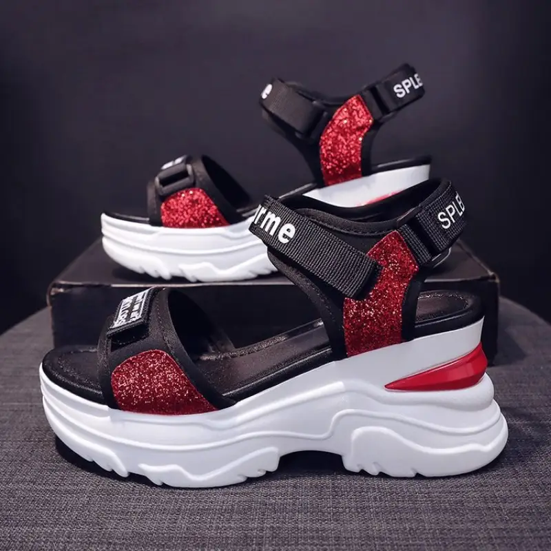 New Summer Ladies Sandals Platform Wedge Heels Shoes Casual Beach Heightening Slope with Women's Sports High Heels Sandals Girl product view