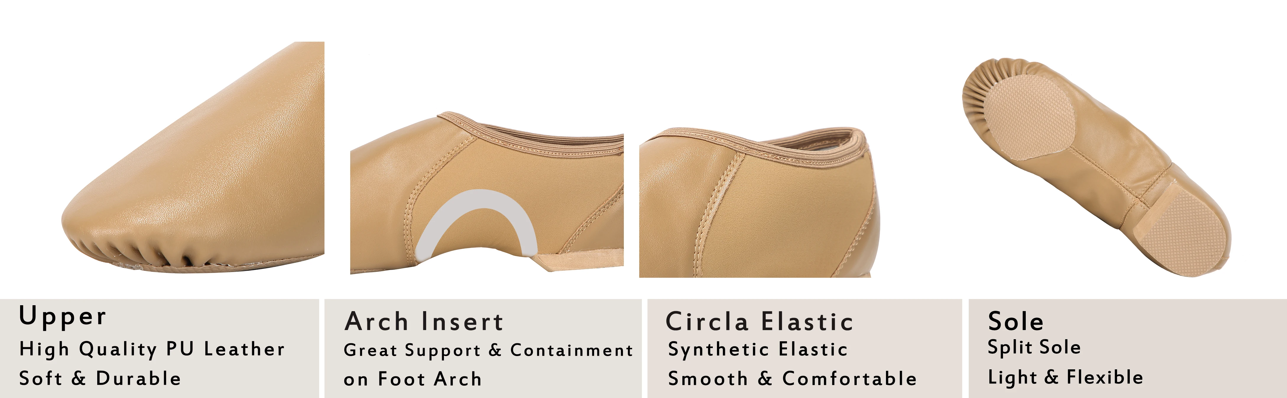 Slip-on Jazz Shoe with Circle Elastic for Women and Men's Dance Shoes detail