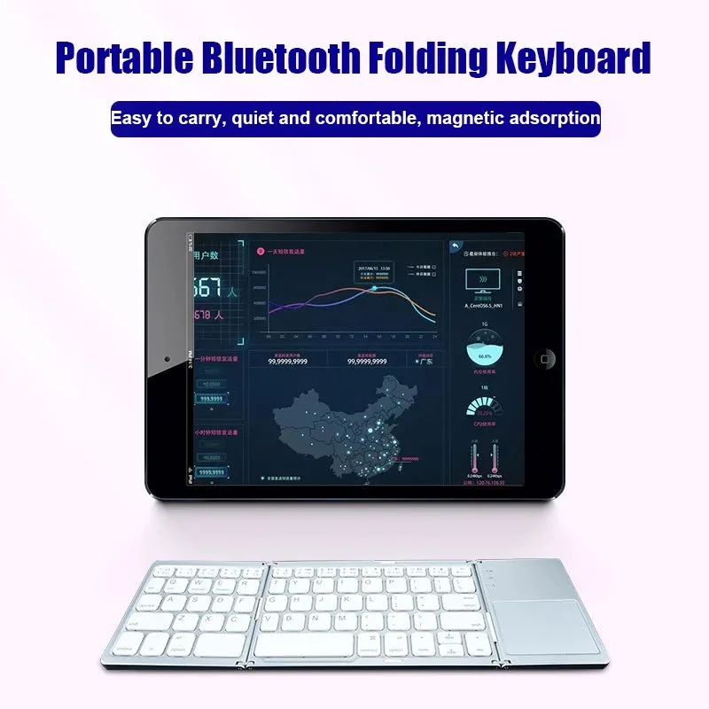 Bluetooth 5.0 Keyboard Tri-fold Keyboard Mini Keyboard with Touchpad Rechargeable Wireless Keyboard For Windows Android iOS detail