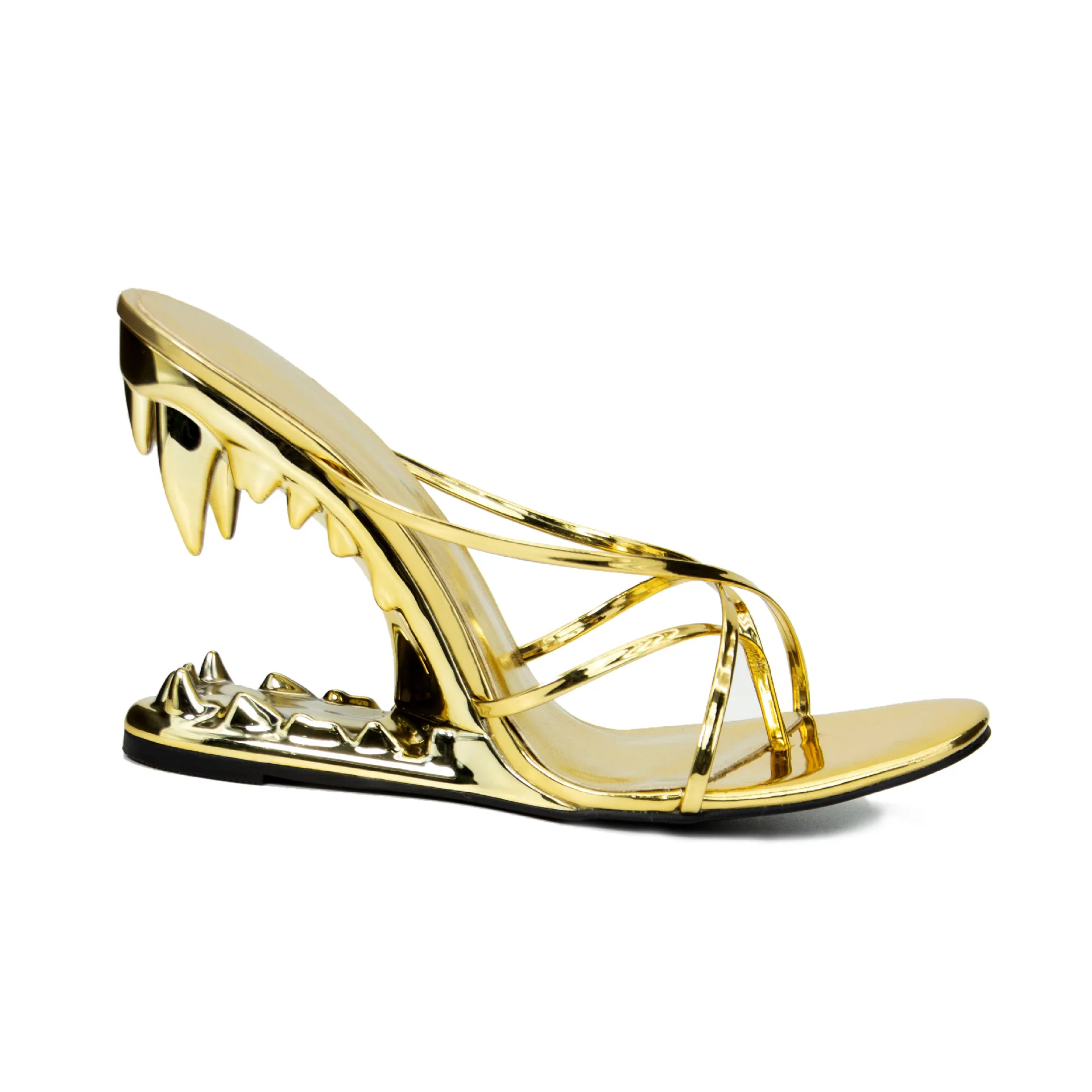 Fashion Show Teeth Shaped Heel High Heels With Exposed Toes Sloping Heels Round Toe Outside Modern Slippers Fashion Women Shoes detail