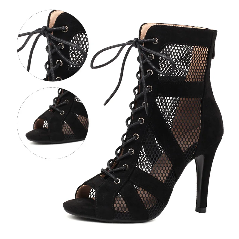 Girls Latin Dance Shoes Women Modern Dance Salsa High-Top Sandals Dance Hall Shoes Ladies Fashion Sexy High-Heeled Suede Boots product view